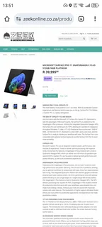 MICROSOFT SURFACE PRO 11 SNAPDRAGON X PLUS 512GB/16GB PLATINUM COMBO