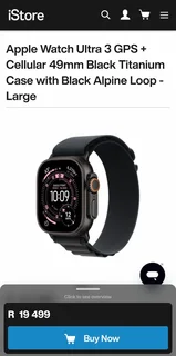Apple Watch Ultra 3 GPS | Cellular 49mm Black Titanium Case with Black Alpine Loop - Medium - Large