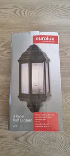 Eurolux steel 3 panel half lantern light brand new black