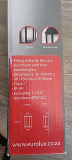 Eurolux steel 3 panel half lantern light brand new black