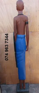 1.7m African Warrior Carved Wood Entrance Statue