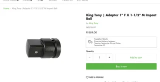 King Tony 8869P Industrial Impact 1in Drive Converter to 1 1/2in Drive*NEW*