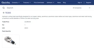 Cembre TC055 Industrial Hydraulic 55mm Cable Cutting Head