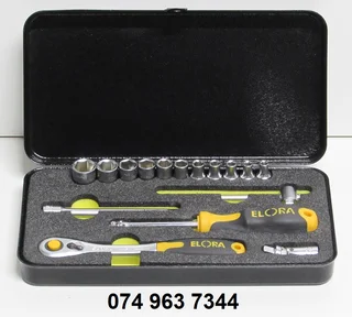 Elora Industrial 16 Piece 1/4&#34; Drive 4 – 13 mm Socket Set in Case*NEW*