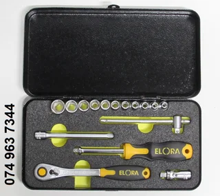 Elora Industrial 16 Piece 1/4&#34; Drive 4 – 13 mm Socket Set in Case*NEW*