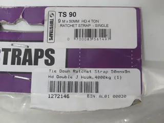 TUFFSTRAPS 9M x 50mm Heavy Duty 4 Ton Ratchet Strap*NEW*
