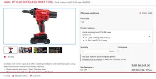 Hilti RT6-A22 Nuron Industrial 22v 5.2Ah Cordless Pop Rivet Tool &amp; Battery Set