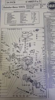 Mercedes-Benz 220b W111 carb kit set
