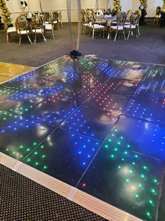 LED DANCE FLOOR HIRE STARLIGHT CURTAIN JBL SHURE SOUND R7500