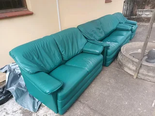 Lounge Suite Leatherette Green For sale