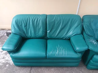 Lounge Suite Leatherette Green For sale