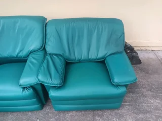 Lounge Suite Leatherette Green For sale