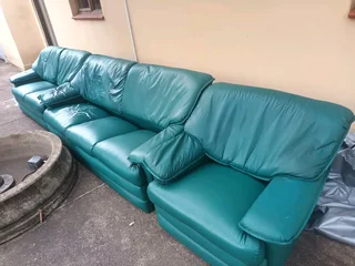 Lounge Suite Leatherette Green For sale