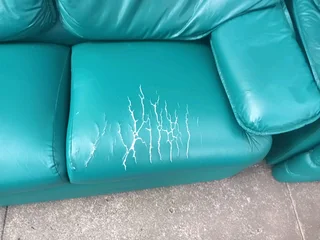 Lounge Suite Leatherette Green For sale