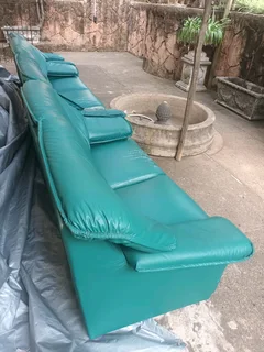 Lounge Suite Leatherette Green For sale