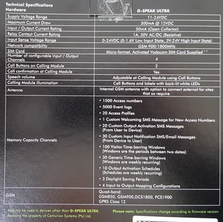 Intercom Centurion G-Speak Ultra 4G Cellular GSM New Kit