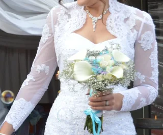 Bride &amp; Co Detailed White Wedding Dress Jacket