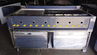 Stainless steel gas open flame grillers half n half