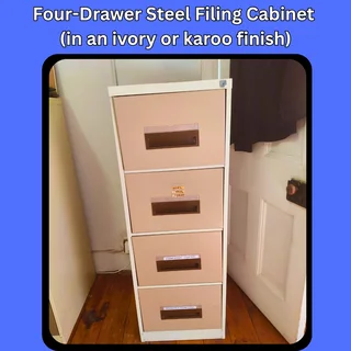 Four-Drawer Steel Filing Cabinet (in an ivory or karoo finish)