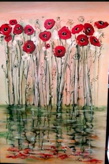 Beautiful Poppies in Bloom! Original painting by Inge!