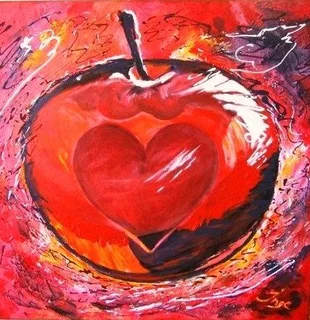 Apple of my Heart. Trendy modern painting by Inge!