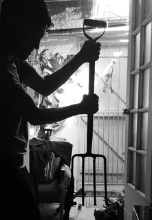 Old strong fork with thick teeth