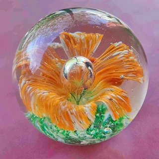 Sulphur paperweight with beautiful air bubble