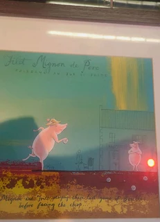 Fun framed picture of french pigs playing petanque