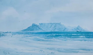 Richard Pooler watercolour Bloubergstrand