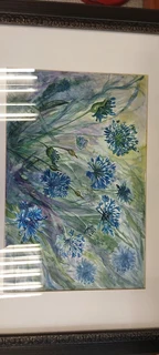 Large original watercolour framed