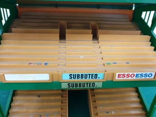 Subbuteo C140 Green and Tan Grandstand With Imperfections