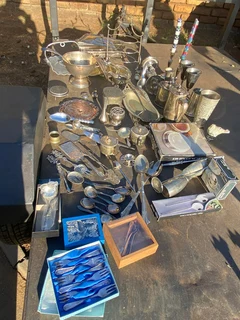 Silver silver plated items candle holders.