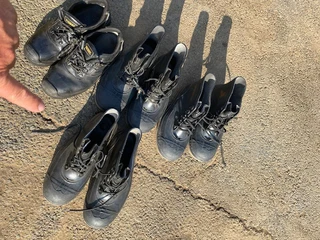 Safety Boots shoes steel tips Wayne rubber & Rebel Leather.