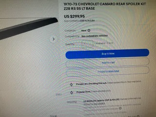 Spoiler Camaro Firebird slim line rear boot trunk.