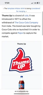 Thumps Up is a brand of Cola