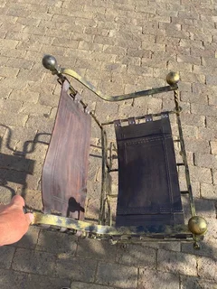 Chair wrought iron &amp; leather quality made Antique.