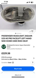 Jaguar XJS Head Light.
