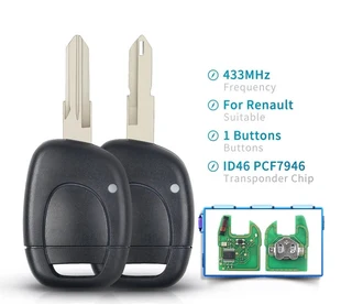 1 Button 433Mhz Car Remote Key For Renault Clio Master Twingo Kangoo Uncut NE73 Blade ID46 PCF7946