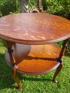 Tiger Striped Oak Wood ~ Lamp Table ~ Circa 1920