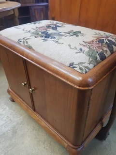 Solid Cupboard and Sit Stool made of Lovely Kiaat Wood ~  Circa 1950's
