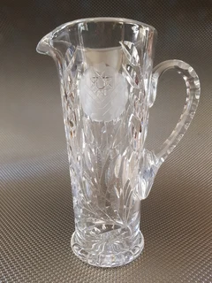 Tall Rose-Cut Crystal Water Pitcher.