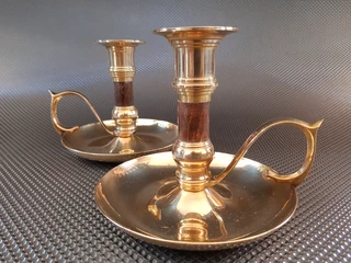 Vintage Brass Chamber Candlestick Holder's.
