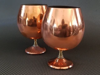 Solid Copper Snifter Goblets.