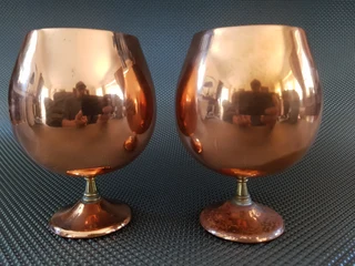 Solid Copper Snifter Goblets.