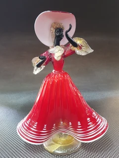 Mid-Century Italian Murano Glass Lady in Red Dress.