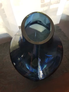 Absolutely Stunning ~ Heavy Steel Blue Vase.