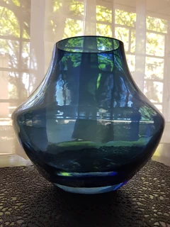 Absolutely Stunning ~ Heavy Steel Blue Vase.