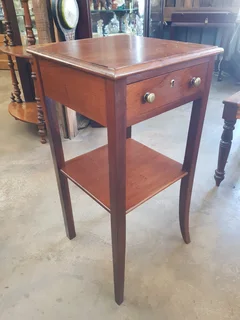 Edwardian 2-Tier Lamp Side Table with useful Drawer.