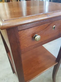 Edwardian 2-Tier Lamp Side Table with useful Drawer.