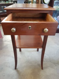 Edwardian 2-Tier Lamp Side Table with useful Drawer.